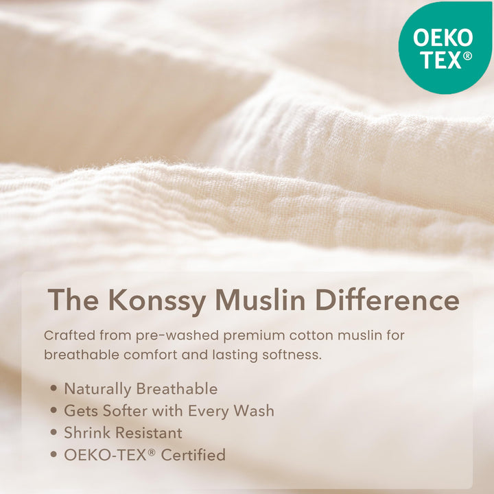 Konssy 10 Pack Baby Muslin Bandana Bibs for Drooling and Teething 100% Cotton, 6-Layer Bibs, Pre-Washed Soft & Absorbent, Adjustable Neck Fit, Boys & Girls 0-36M