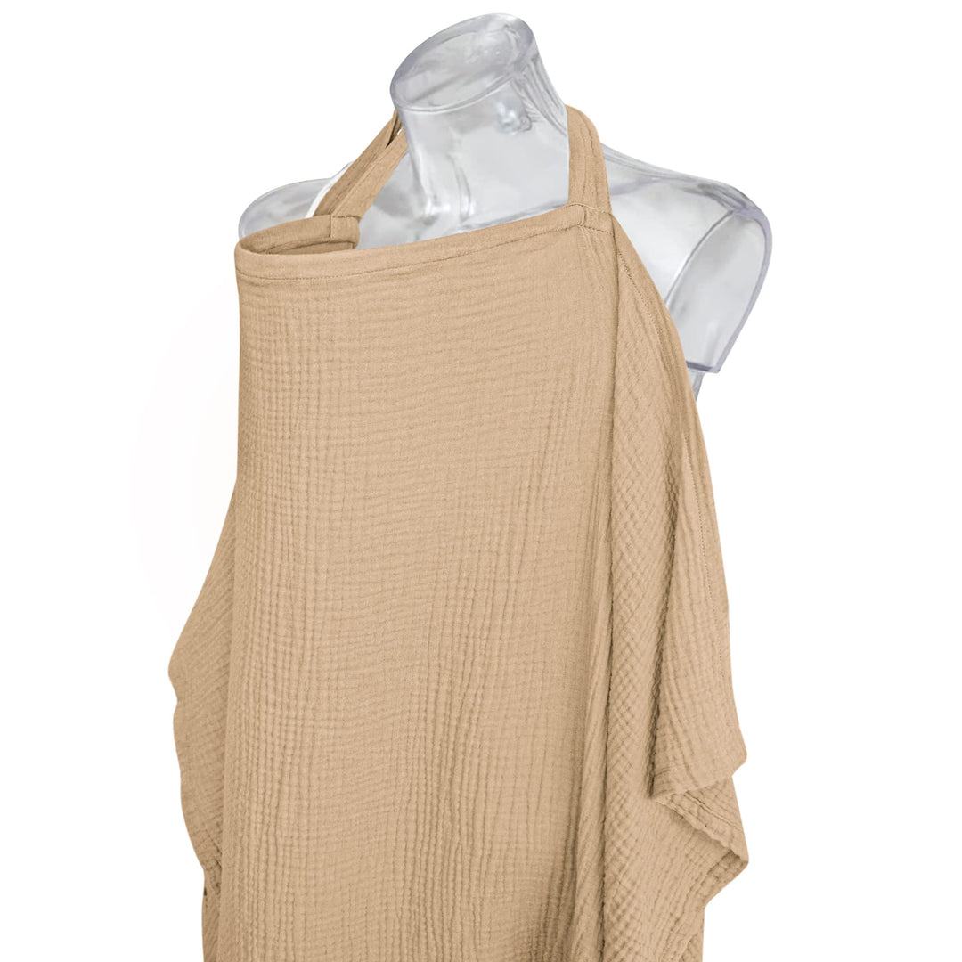Konssy Muslin Nursing Cover Up for Breastfeeding with Rigid Hoop 100% Cotton Nursing Apron, Lightweight & Breathable, Carseat Canopy, Breast Feeding Covers for Women
