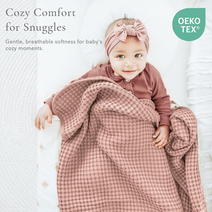 Konssy Waffle Baby Blanket for Boys & Girls, Soft Newborn Swaddle Blanket Waffle Knit, Cozy Crib Blanket Neutral for Nursery, Stroller & Toddler Bed, Machine Washable, 41" x 37"