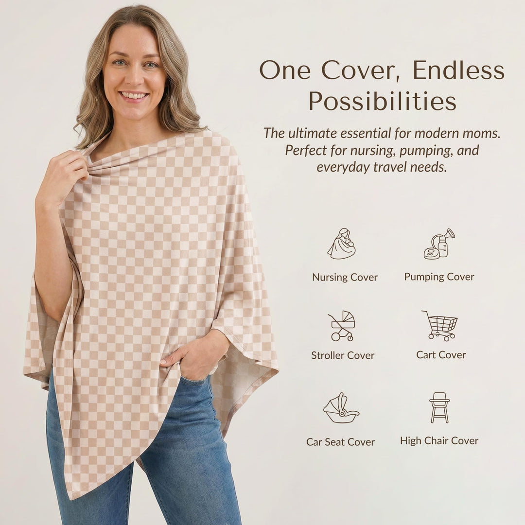 Konssy Rayon Made from Bamboo Nursing Cover for Breastfeeding Buttery Soft, Breathable & Stretchy, Wearable Nursing Poncho, Multi-Use Car Seat Canopy, 360° Full Privacy