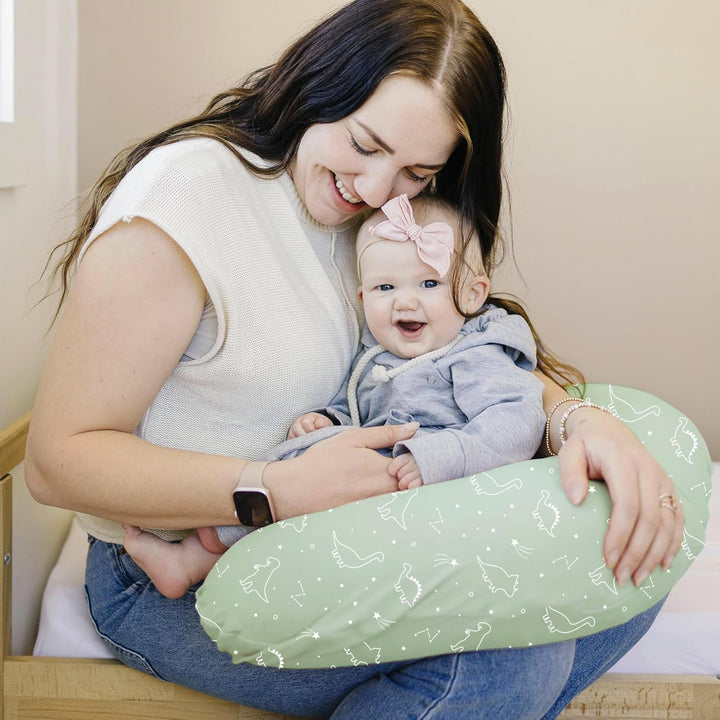 Konssy 2 Pack Nursing Pillow Covers, Soft Stretchy Cover for Breastfeeding Covers Only, Milk Silk Fabric, Breathable & Machine Washable, Slipcovers for Newborn Baby Boy Girl,