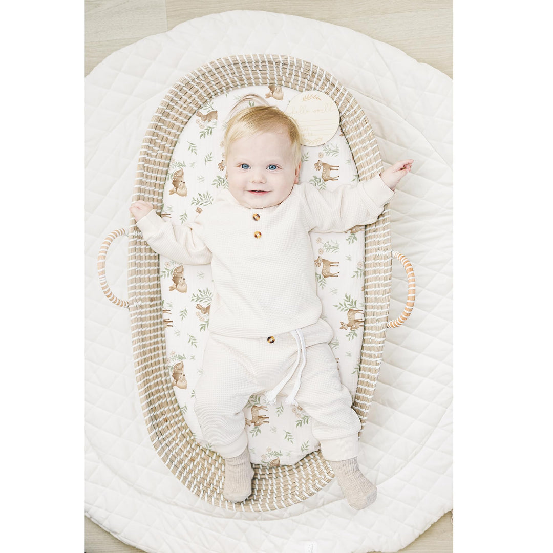 Konssy Muslin Bassinet Sheets for Baby Boys and Girls, 2 Pack, 33"x21" 100% Cotton, Bassinet Mattress Sheets, for Baby Delight, Dream on Me, Other Rectangle Bedside Mattresses