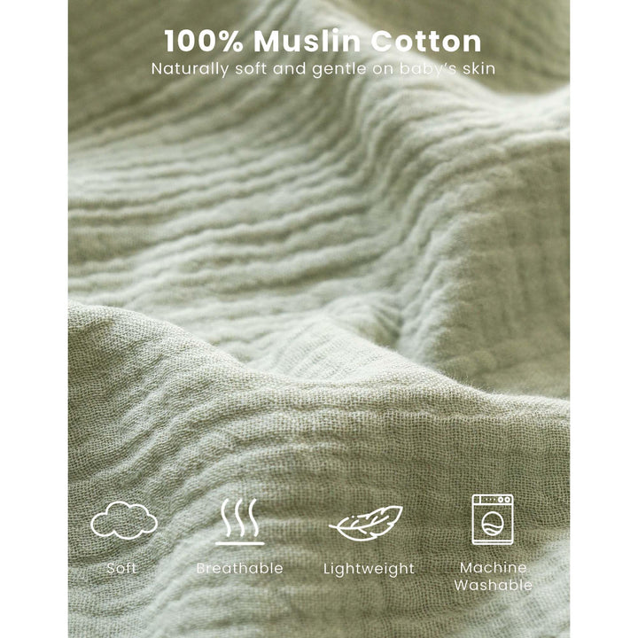 Konssy Muslin Baby Sleep Sack 6-12 Months, 0.8 TOG Baby Wearable Blanket 2 Pack, Two-Way Zipper, 100% Cotton, Soft & Breathable Sleeping Sack, Infants and Toddlers Nursery Essentials