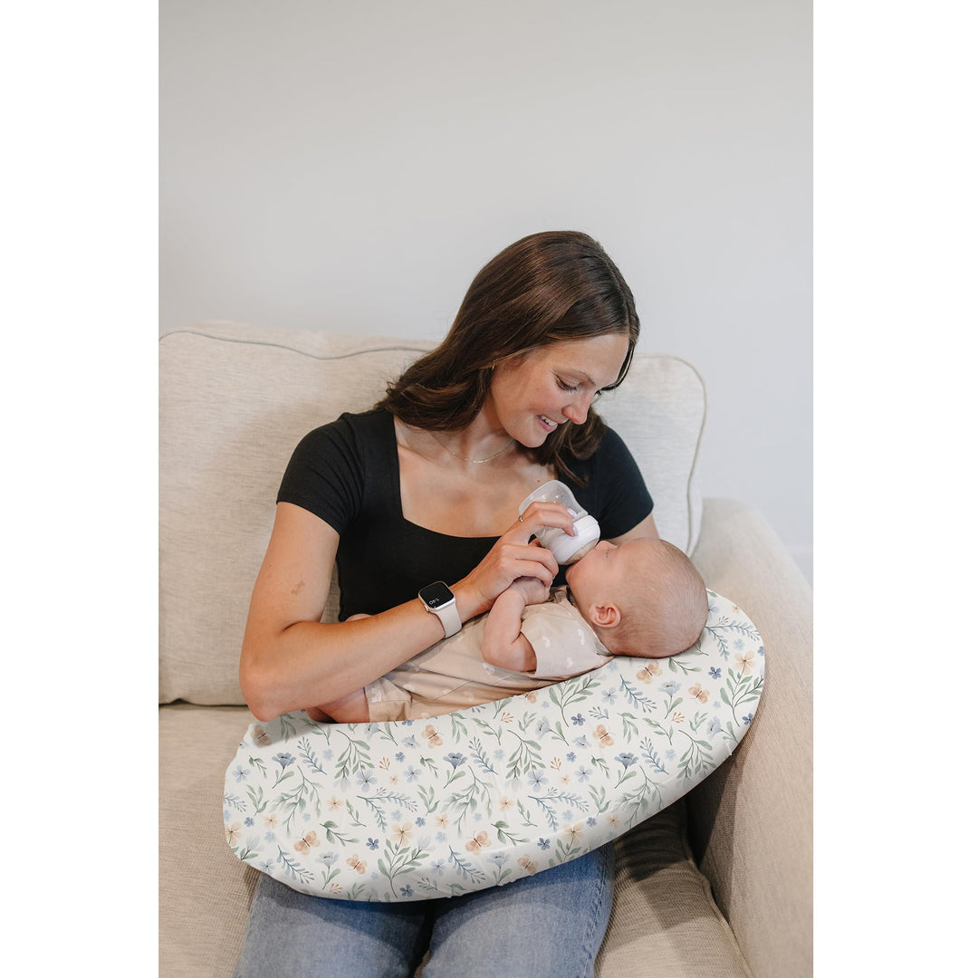 Konssy 2 Pack Nursing Pillow Covers, Soft Stretchy Cover for Breastfeeding Covers Only, Milk Silk Fabric, Breathable & Machine Washable, Slipcovers for Newborn Baby Boy Girl,