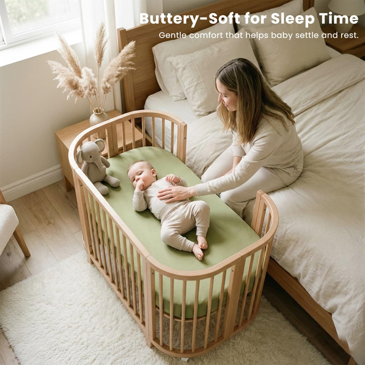 Konssy 3 Pack Stretchy Bassinet Sheets for Baby Girls and Boys, 33"x21" Silky-Soft & Breathable, Bassinet Mattress Sheet, for Baby Delight, Dream on Me, Rectangle Bassinet Sheets