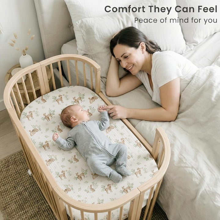 Konssy Muslin Bassinet Sheets for Baby Boys and Girls, 2 Pack, 33"x21" 100% Cotton, Bassinet Mattress Sheets, for Baby Delight, Dream on Me, Other Rectangle Bedside Mattresses