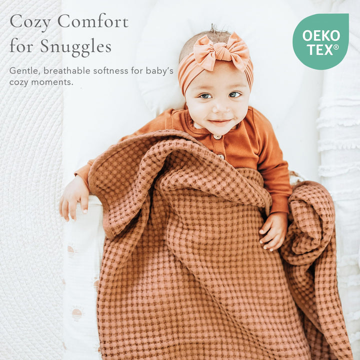 Konssy Waffle Baby Blanket for Boys & Girls, Soft Newborn Swaddle Blanket Waffle Knit, Cozy Crib Blanket Neutral for Nursery, Stroller & Toddler Bed, Machine Washable, 41" x 37"