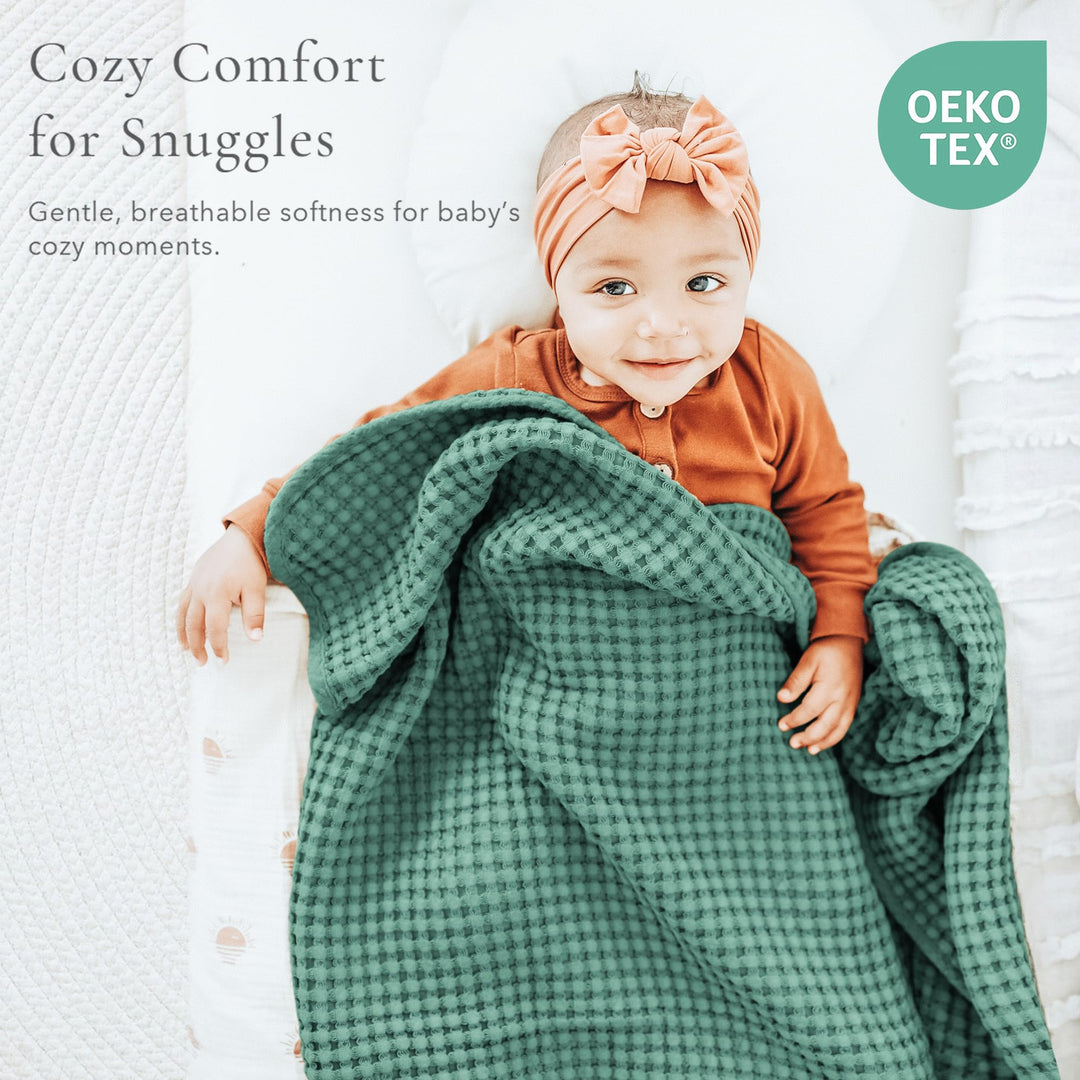 Konssy Waffle Baby Blanket for Boys & Girls, Soft Newborn Swaddle Blanket Waffle Knit, Cozy Crib Blanket Neutral for Nursery, Stroller & Toddler Bed, Machine Washable, 41" x 37"