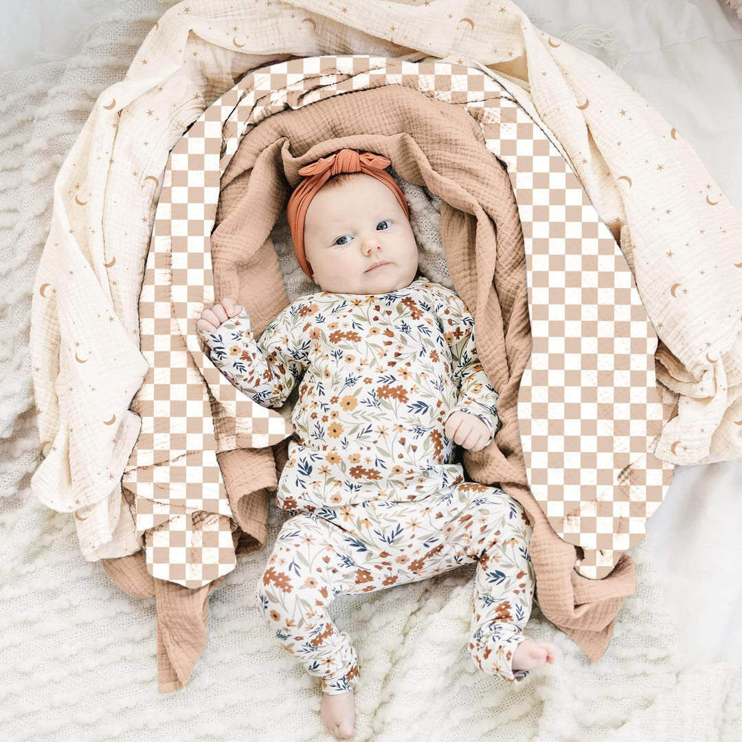 Konssy 3-Pack Muslin Baby Swaddle Blankets, 47 x 47 in Receiving Blankets Large Size, 100% Cotton, Ultra Soft & Breathable, Multi-Use Swaddles for Boys & Girls, from Newborn to Toddler