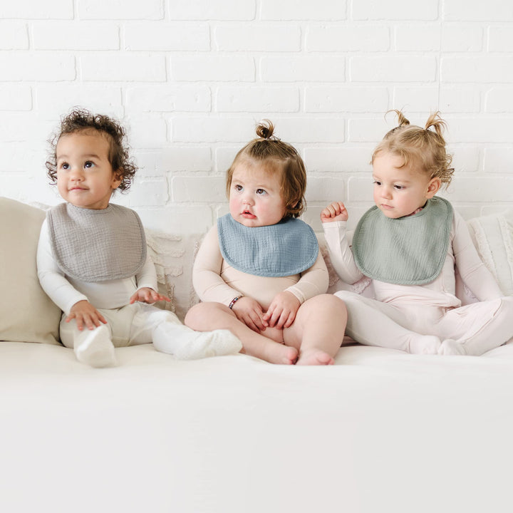 Konssy 6-Pack Muslin Cotton Baby Bibs for Drooling and Teething Soft Absorbent Front, Fleece Back Keeps Clothes Dry, Easy to Clean, Adjustable Fit for Boys & Girls Ages 0-36 Months