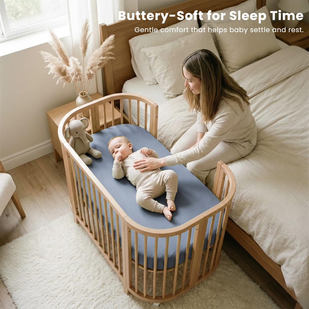 Konssy 3 Pack Stretchy Bassinet Sheets for Baby Girls and Boys, 33"x21" Silky-Soft & Breathable, Bassinet Mattress Sheet, for Baby Delight, Dream on Me, Rectangle Bassinet Sheets