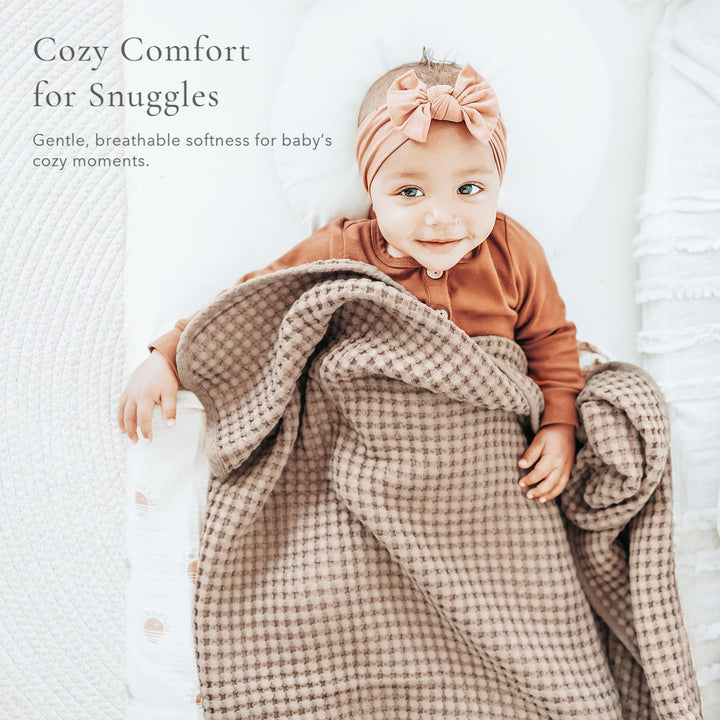 Konssy Waffle Baby Blanket for Boys & Girls, Soft Newborn Swaddle Blanket Waffle Knit, Cozy Crib Blanket Neutral for Nursery, Stroller & Toddler Bed, Machine Washable, 41" x 37"