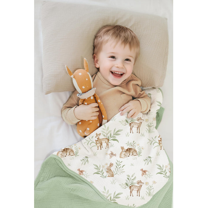 Konssy 100% Cotton Muslin Baby Blanket for Girls Boys, 40"x36" Soft & Lightweight, 4-Layer Muslin, for Receiving, Swaddling, Crib, Stroller & Nursery, Newborn to Toddler