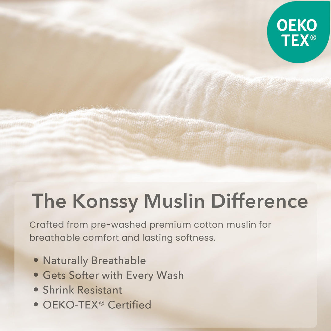 Konssy 10 Pack Baby Muslin Bandana Bibs for Drooling and Teething 100% Cotton, 6-Layer Bibs, Pre-Washed Soft & Absorbent, Adjustable Neck Fit, Boys & Girls 0-36M