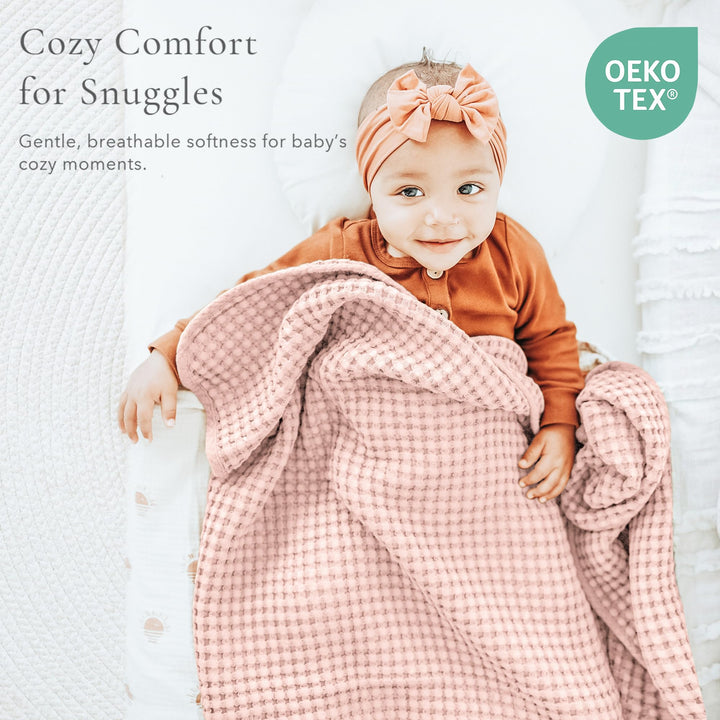 Konssy Waffle Baby Blanket for Boys & Girls, Soft Newborn Swaddle Blanket Waffle Knit, Cozy Crib Blanket Neutral for Nursery, Stroller & Toddler Bed, Machine Washable, 41" x 37"