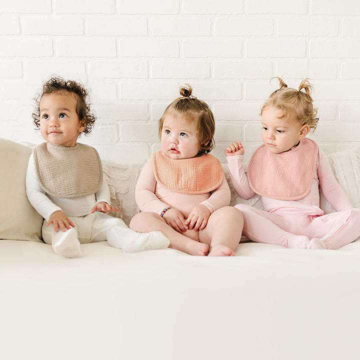 Konssy 6-Pack Muslin Cotton Baby Bibs for Drooling and Teething Soft Absorbent Front, Fleece Back Keeps Clothes Dry, Easy to Clean, Adjustable Fit for Boys & Girls Ages 0-36 Months