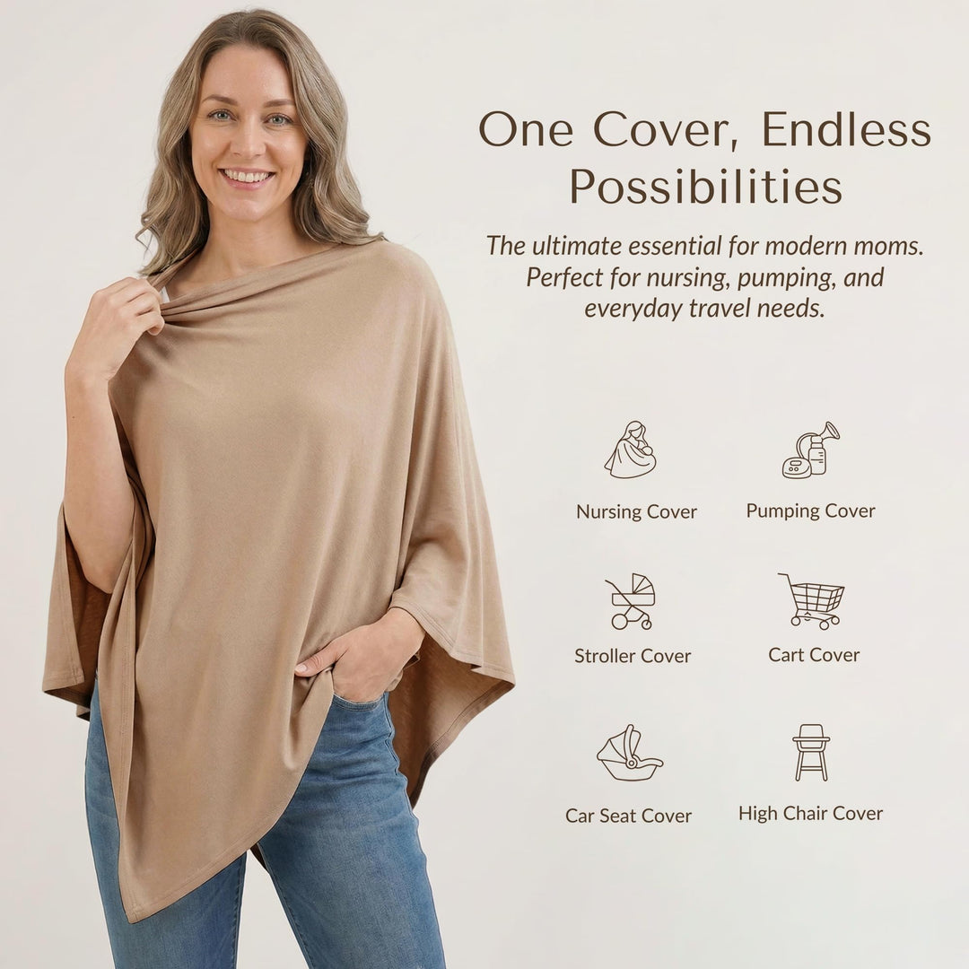 Konssy Rayon Made from Bamboo Nursing Cover for Breastfeeding Buttery Soft, Breathable & Stretchy, Wearable Nursing Poncho, Multi-Use Car Seat Canopy, 360° Full Privacy