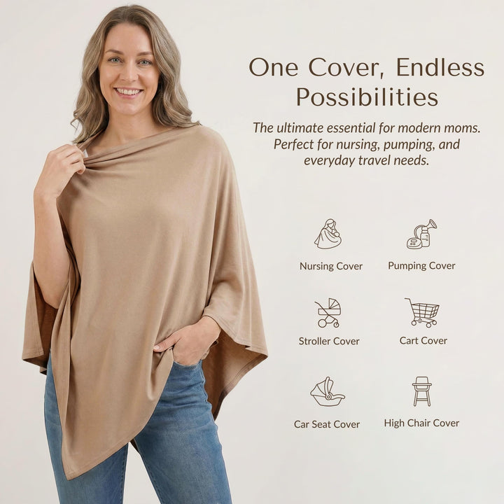 Konssy Rayon Made from Bamboo Nursing Cover for Breastfeeding Buttery Soft, Breathable & Stretchy, Wearable Nursing Poncho, Multi-Use Car Seat Canopy, 360° Full Privacy