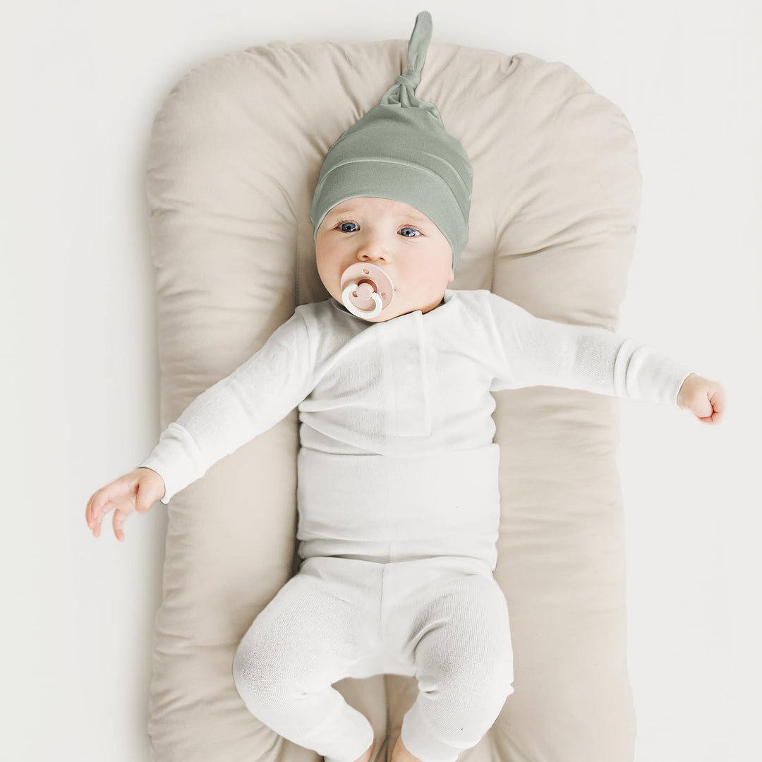 Konssy Baby Newborn Beanie Hat for Infant Girl Boy 0-6 Months Knot Sleepy Baby Hats, Buttery Soft & Stretchy Fabric, Preemie & Newborn Hospital Hat, for All Season