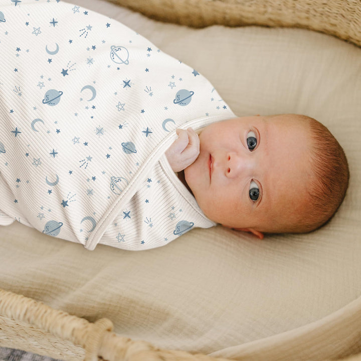 Konssy 2 Pack Ribbed Knit Swaddle Blankets for Baby Boys & Girls, 33"x42" Soft & Stretchy Knit, Lightweight & Cozy, for Swaddling, Receiving & Stroller, Newborn to Toddler
