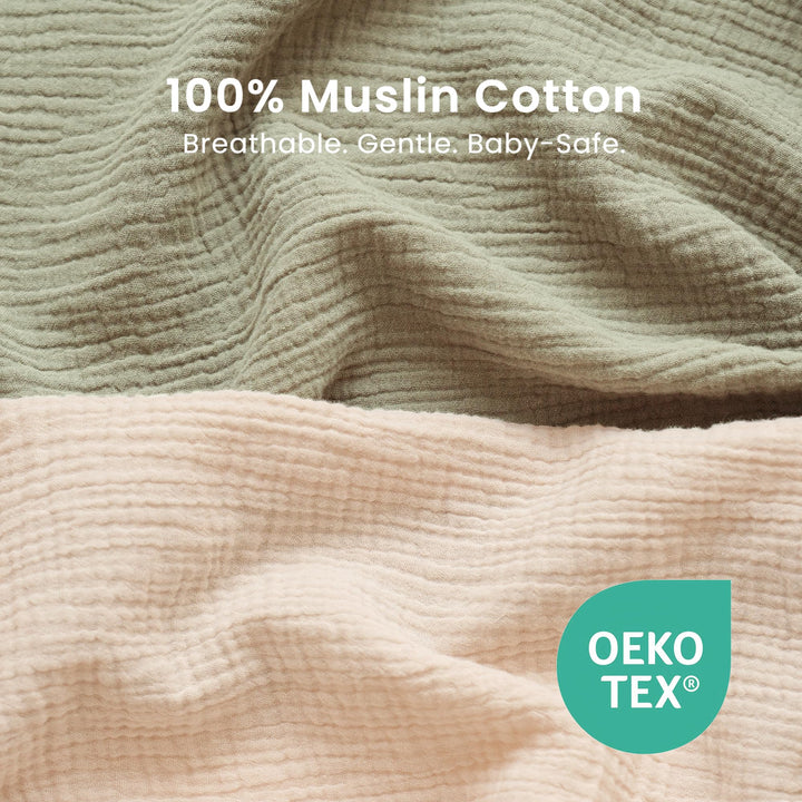 Konssy Muslin Bassinet Sheets for Baby Boys and Girls, 2 Pack, 33"x21" 100% Cotton, Bassinet Mattress Sheets, for Baby Delight, Dream on Me, Other Rectangle Bedside Mattresses