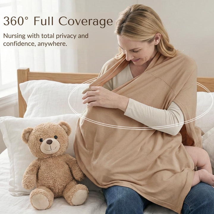 Konssy Rayon Made from Bamboo Nursing Cover for Breastfeeding Buttery Soft, Breathable & Stretchy, Wearable Nursing Poncho, Multi-Use Car Seat Canopy, 360° Full Privacy