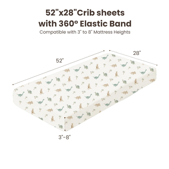 Konssy 2 Pack Muslin Crib Sheets for Baby Boys & Girls, 52" x 28" Fits Standard Crib Mattress, Premium 100% Cotton, Soft & Breathable, Neutral Design, 360° Full Elastic Fit