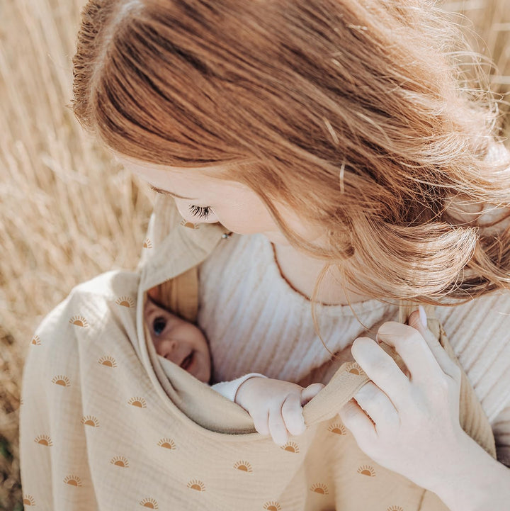 Konssy Muslin Nursing Cover Up for Breastfeeding with Rigid Hoop 100% Cotton Nursing Apron, Lightweight & Breathable, Carseat Canopy, Breast Feeding Covers for Women