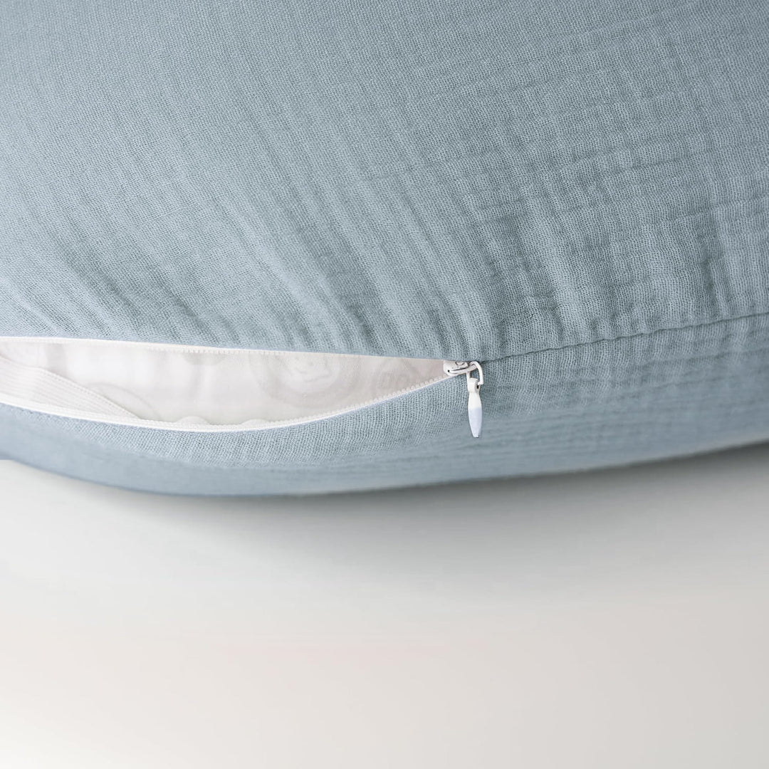 Konssy 2-Pack 100% Cotton Muslin Nursing Pillow Covers, Soft Cover for Baby Covers Only, Breastfeeding Pillows Slipcovers for Baby Boys & Girls, Hidden Zipper, Machine Washable,