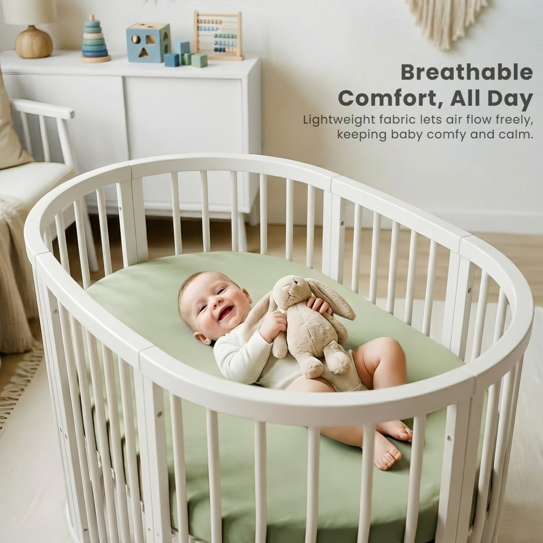 Konssy 3 Pack Stretchy Bassinet Sheets for Baby Girls and Boys, 32"x16" Silky-Soft & Breathable, Bassinet Mattress Sheet, Compatible with Halo Bassinest Swivel Sleeper, Graco, Snoo
