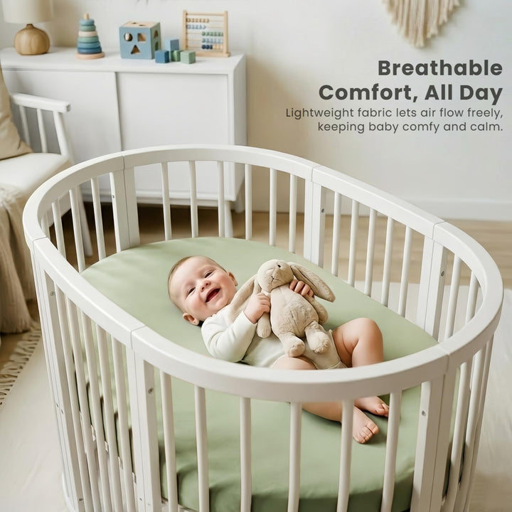 Konssy 3 Pack Stretchy Bassinet Sheets for Baby Girls and Boys, 32"x16" Silky-Soft & Breathable, Bassinet Mattress Sheet, Compatible with Halo Bassinest Swivel Sleeper, Graco, Snoo