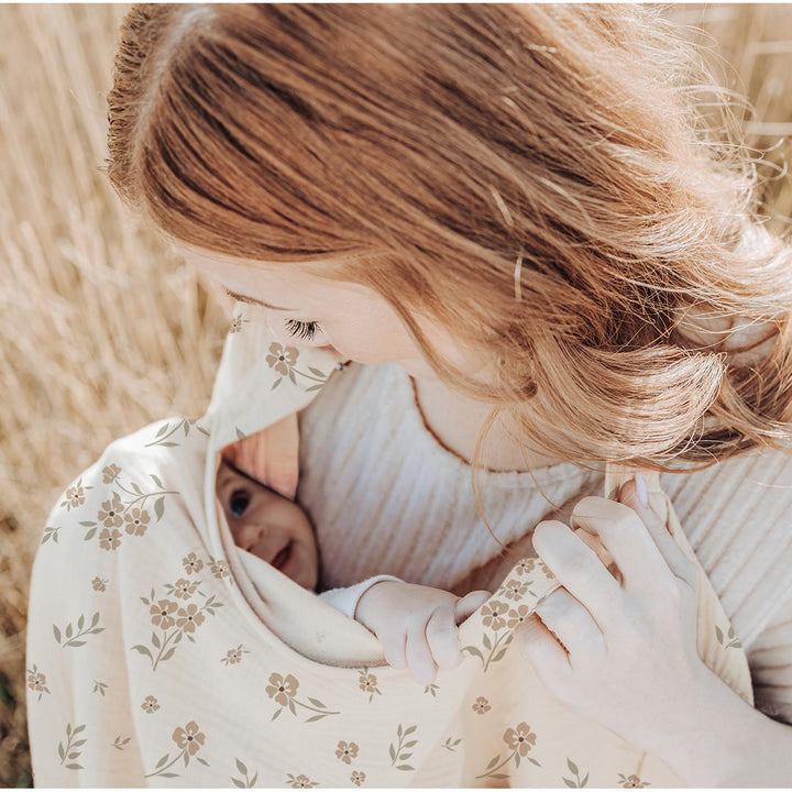 Konssy Muslin Nursing Cover Up for Breastfeeding with Rigid Hoop 100% Cotton Nursing Apron, Lightweight & Breathable, Carseat Canopy, Breast Feeding Covers for Women