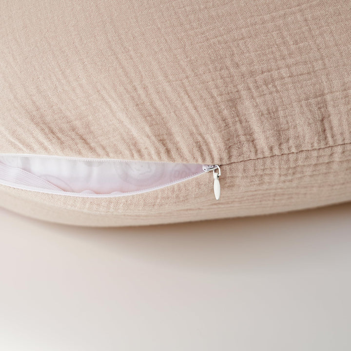 Konssy 2-Pack 100% Cotton Muslin Nursing Pillow Covers, Soft Cover for Baby Covers Only, Breastfeeding Pillows Slipcovers for Baby Boys & Girls, Hidden Zipper, Machine Washable,