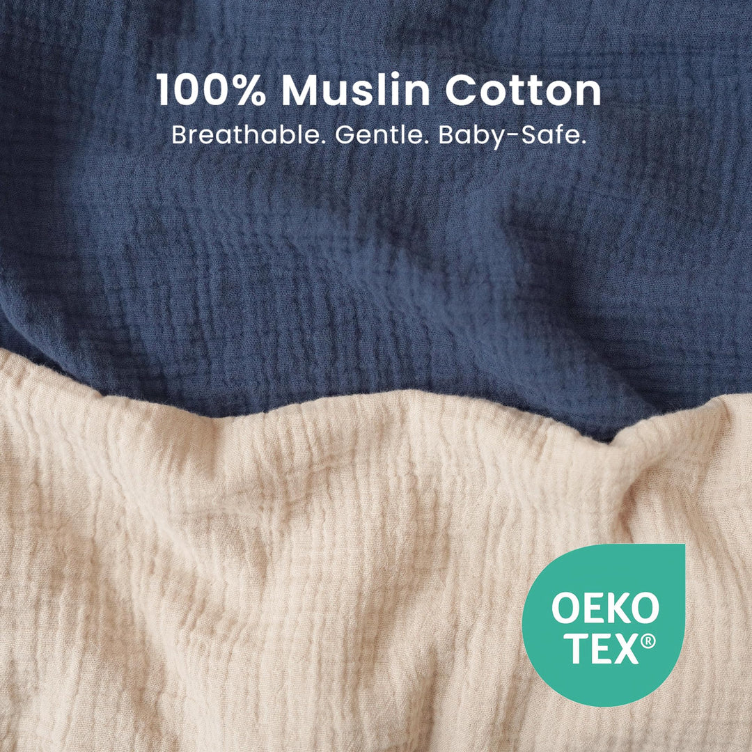 Konssy Muslin Bassinet Sheets for Baby Boys and Girls, 2 Pack, 33"x21" 100% Cotton, Bassinet Mattress Sheets, for Baby Delight, Dream on Me, Other Rectangle Bedside Mattresses