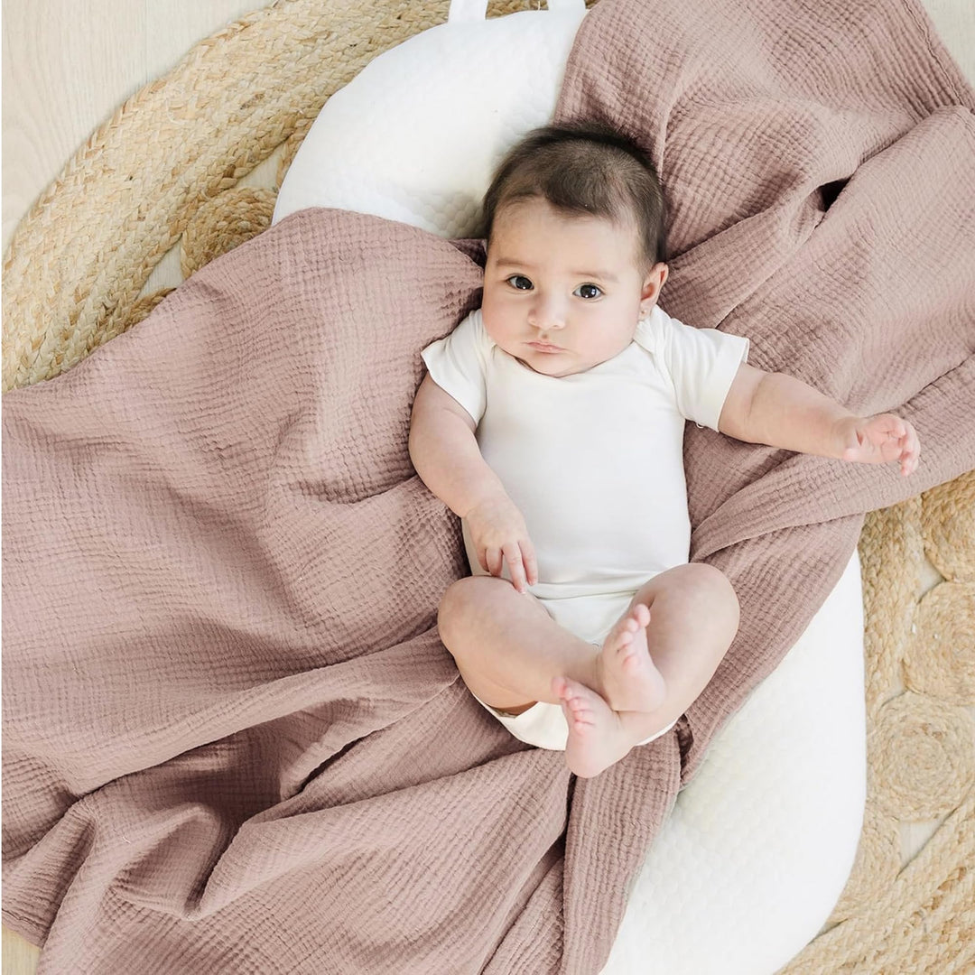 Konssy 3-Pack Muslin Baby Swaddle Blankets, 47 x 47 in Receiving Blankets Large Size, 100% Cotton, Ultra Soft & Breathable, Multi-Use Swaddles for Boys & Girls, from Newborn to Toddler