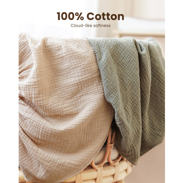 Konssy Muslin Bassinet Sheets for Baby Boys and Girls, 2 Pack, 33"x21" 100% Cotton, Bassinet Mattress Sheets, for Baby Delight, Dream on Me, Other Rectangle Bedside Mattresses