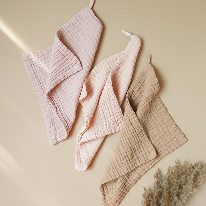 Konssy 7 Pack Muslin Baby Washcloths, Burp Cloths & Wash Cloths for Babies 11 x 11 In, 100% Cotton, Ultra-Soft & Absorbent, Machine Washable, Baby Bath Towels for Newborns, Girls & Boys