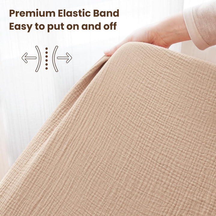 Konssy 2 Pack Muslin Crib Sheets for Baby Boys & Girls, 52" x 28" Fits Standard Crib Mattress, Premium 100% Cotton, Soft & Breathable, Neutral Design, 360° Full Elastic Fit
