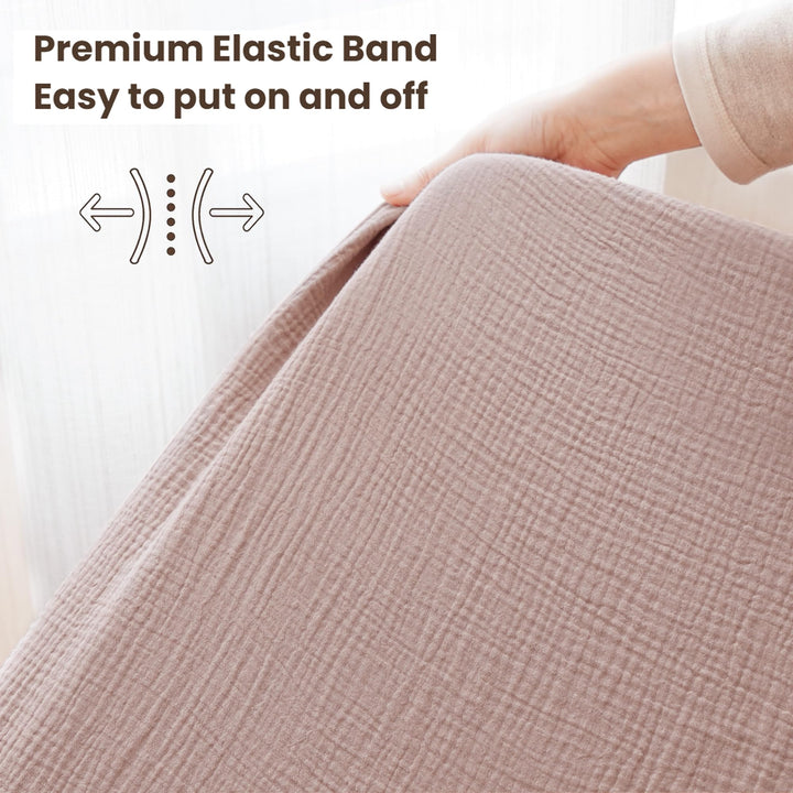 Konssy 2 Pack Muslin Crib Sheets for Baby Boys & Girls, 52" x 28" Fits Standard Crib Mattress, Premium 100% Cotton, Soft & Breathable, Neutral Design, 360° Full Elastic Fit
