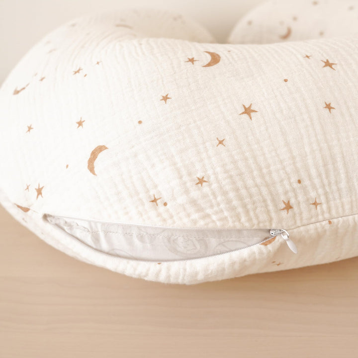 Konssy 2-Pack 100% Cotton Muslin Nursing Pillow Covers, Soft Cover for Baby Covers Only, Breastfeeding Pillows Slipcovers for Baby Boys & Girls, Hidden Zipper, Machine Washable,