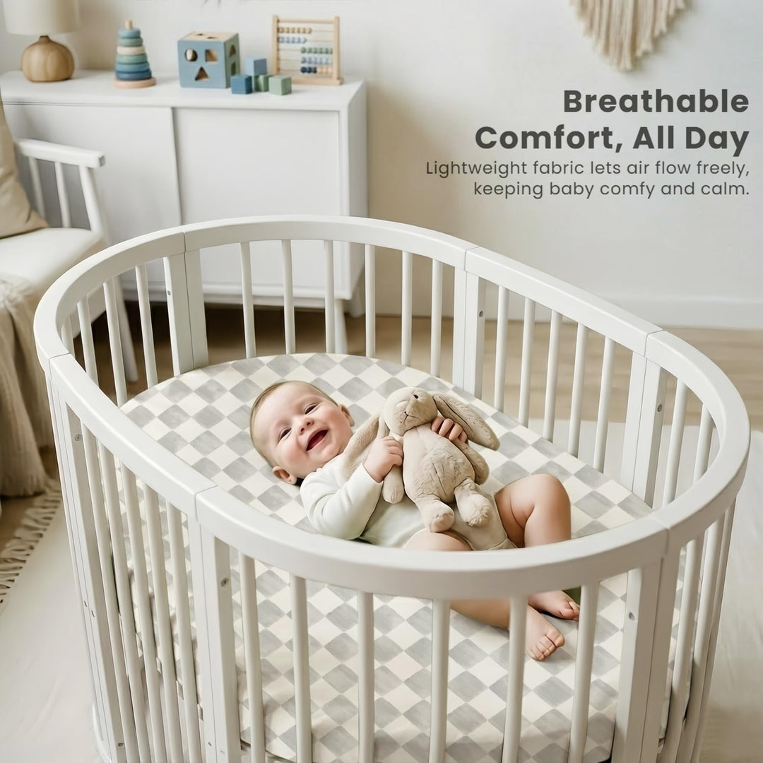 Konssy 3 Pack Stretchy Bassinet Sheets for Baby Girls and Boys, 32"x16" Silky-Soft & Breathable, Bassinet Mattress Sheet, Compatible with Halo Bassinest Swivel Sleeper, Graco, Snoo