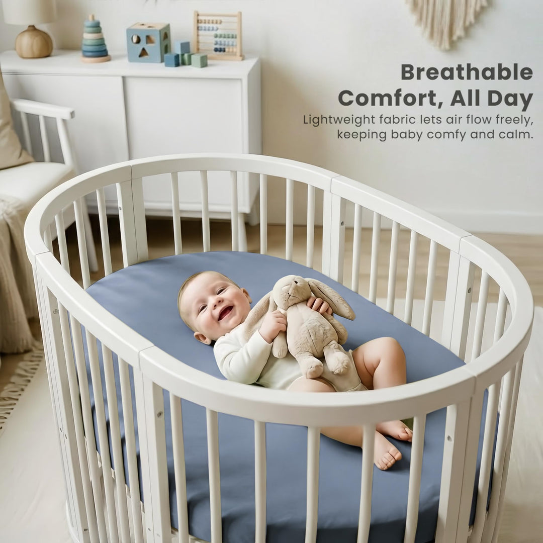 Konssy 3 Pack Stretchy Bassinet Sheets for Baby Girls and Boys, 32"x16" Silky-Soft & Breathable, Bassinet Mattress Sheet, Compatible with Halo Bassinest Swivel Sleeper, Graco, Snoo