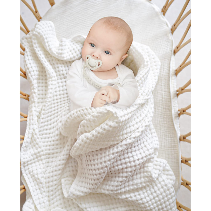 Konssy Waffle Baby Blanket for Boys & Girls, Soft Newborn Swaddle Blanket Waffle Knit, Cozy Crib Blanket Neutral for Nursery, Stroller & Toddler Bed, Machine Washable, 41" x 37"