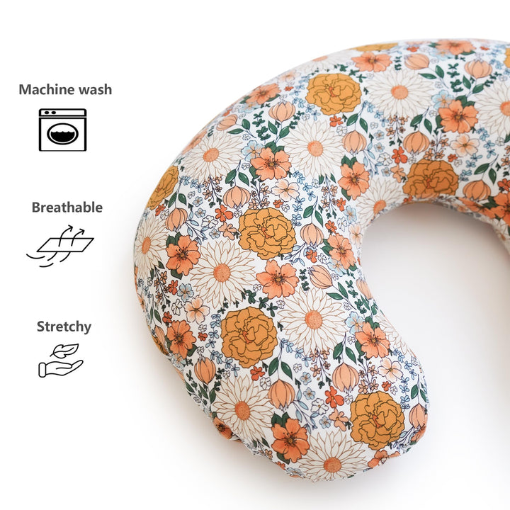 Konssy 2 Pack Nursing Pillow Covers, Soft Stretchy Cover for Breastfeeding Covers Only, Milk Silk Fabric, Breathable & Machine Washable, Slipcovers for Newborn Baby Boy Girl,