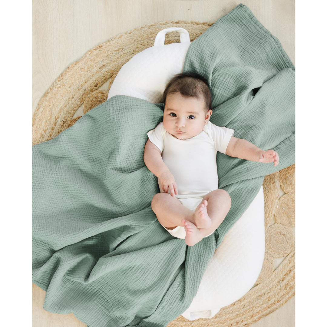 Konssy 3-Pack Muslin Baby Swaddle Blankets, 47 x 47 in Receiving Blankets Large Size, 100% Cotton, Ultra Soft & Breathable, Multi-Use Swaddles for Boys & Girls, from Newborn to Toddler