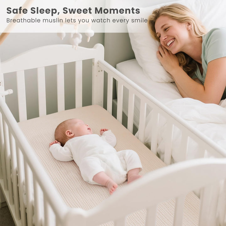Konssy Muslin Bassinet Sheets for Baby Boys and Girls, 2 Pack, 33"x21" 100% Cotton, Bassinet Mattress Sheets, for Baby Delight, Dream on Me, Other Rectangle Bedside Mattresses