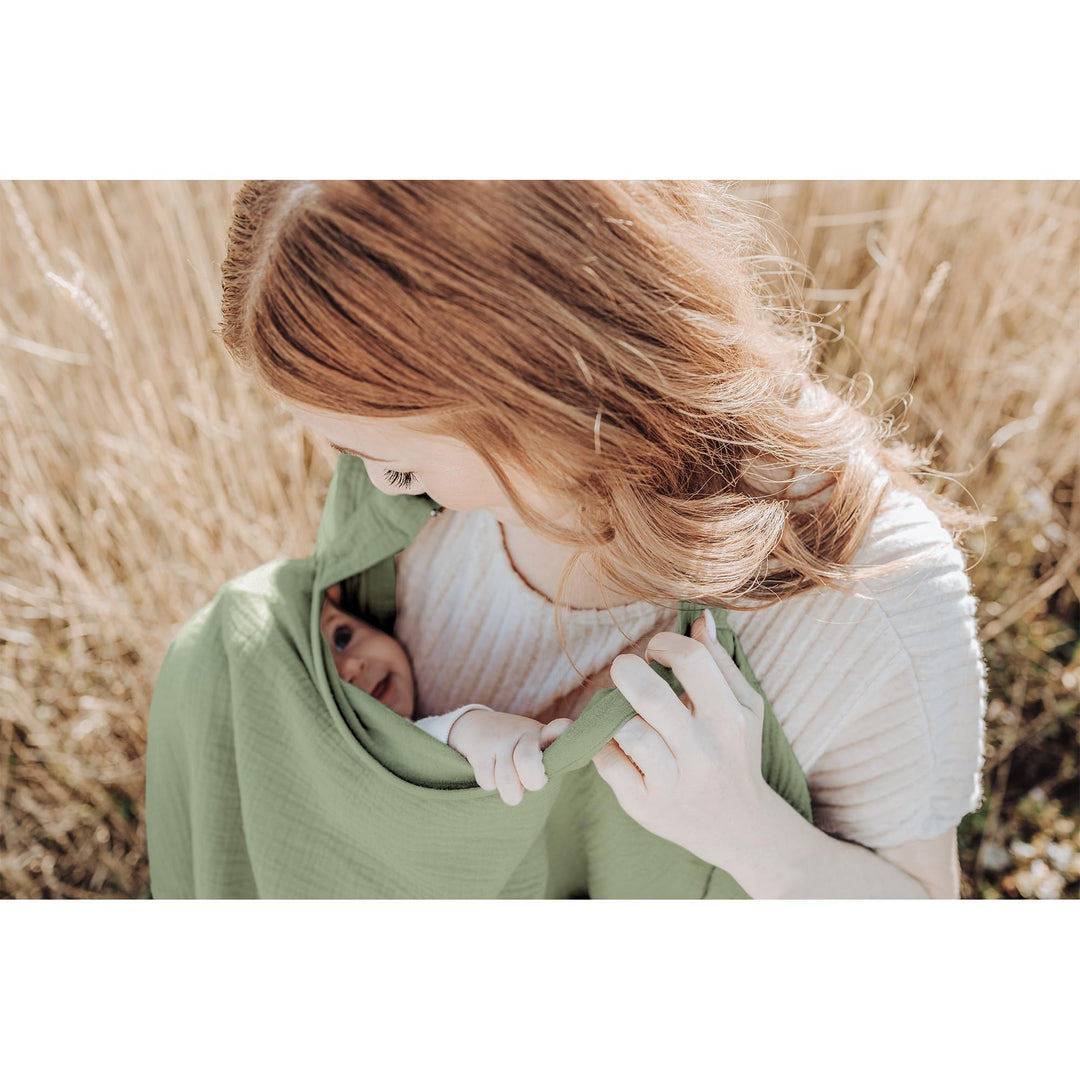 Konssy Muslin Nursing Cover Up for Breastfeeding with Rigid Hoop 100% Cotton Nursing Apron, Lightweight & Breathable, Carseat Canopy, Breast Feeding Covers for Women