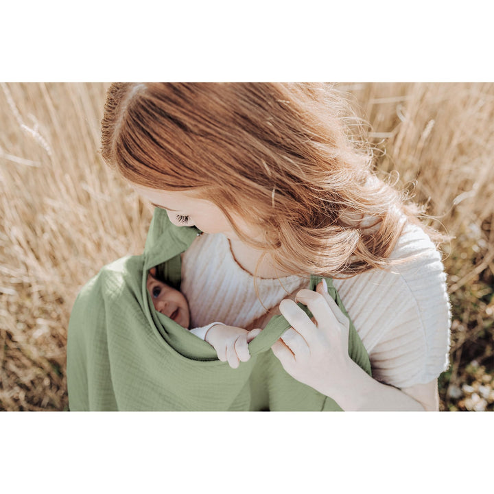 Konssy Muslin Nursing Cover Up for Breastfeeding with Rigid Hoop 100% Cotton Nursing Apron, Lightweight & Breathable, Carseat Canopy, Breast Feeding Covers for Women