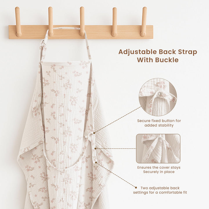 Konssy 2-Pack Muslin Nursing Cover Up for Breastfeeding Moms with Rigid Hoop, 100% Cotton, Lightweight & Breathable Breastfeeding Cover, Adjustable & Comfort