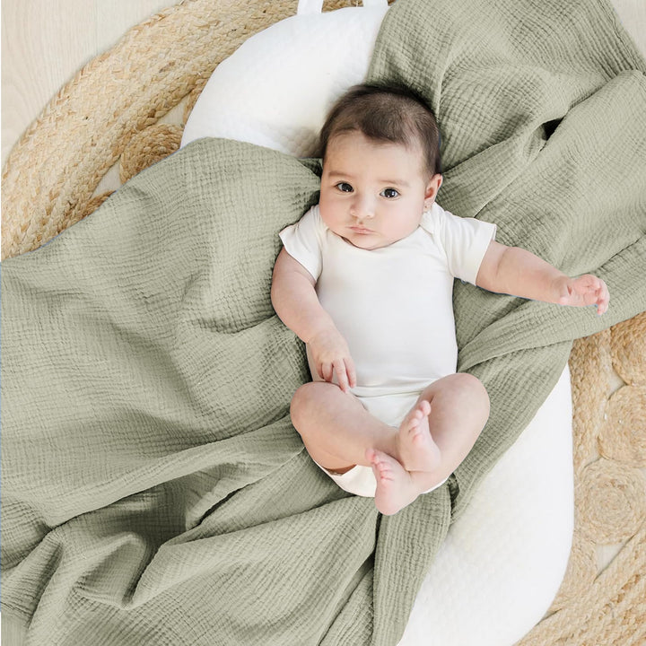 Konssy 3-Pack Muslin Baby Swaddle Blankets, 47 x 47 in Receiving Blankets Large Size, 100% Cotton, Ultra Soft & Breathable, Multi-Use Swaddles for Boys & Girls, from Newborn to Toddler
